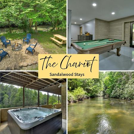 The Chariot - Creek Front With Hottub, Fire Pits, Billiards, Ev Charger - Sandalwood Stays 蓝岭 外观 照片